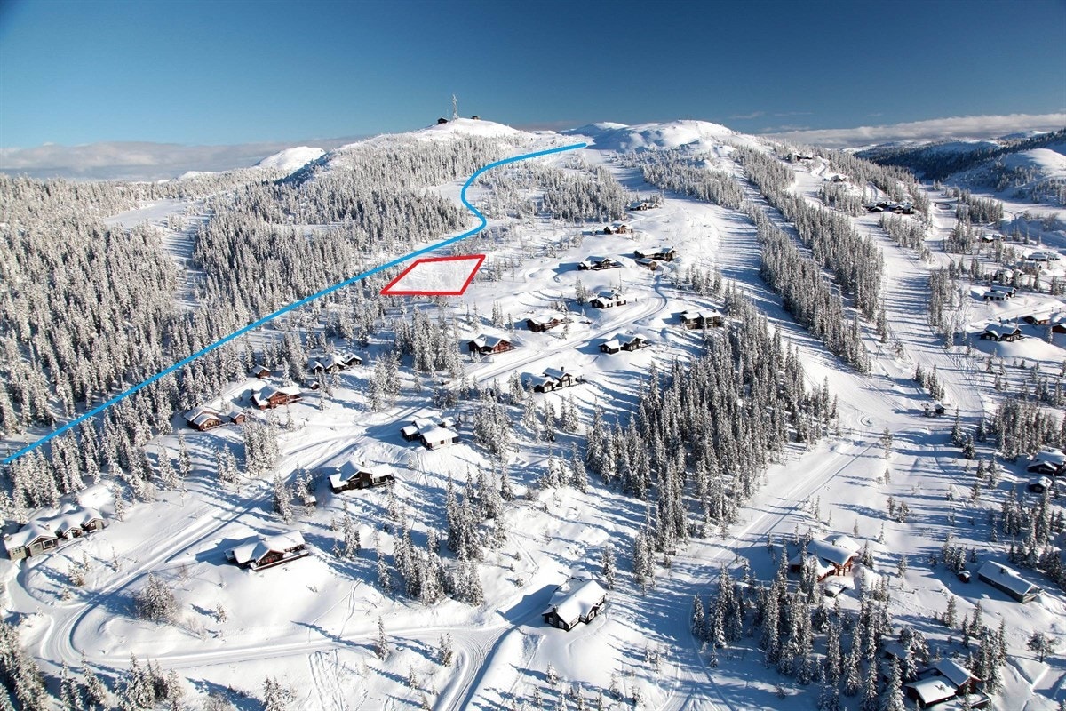 Flyfoto med eiendommen inntegnet Galleribilde