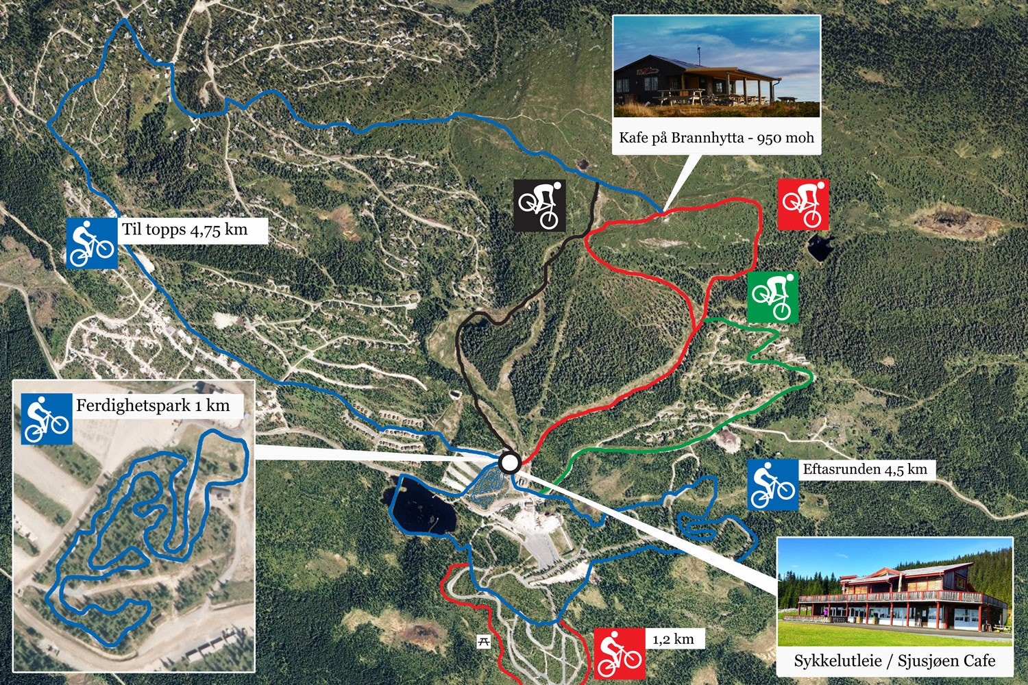 Sykkelkart for Sjusjøen Mountain Bike Park Galleribilde