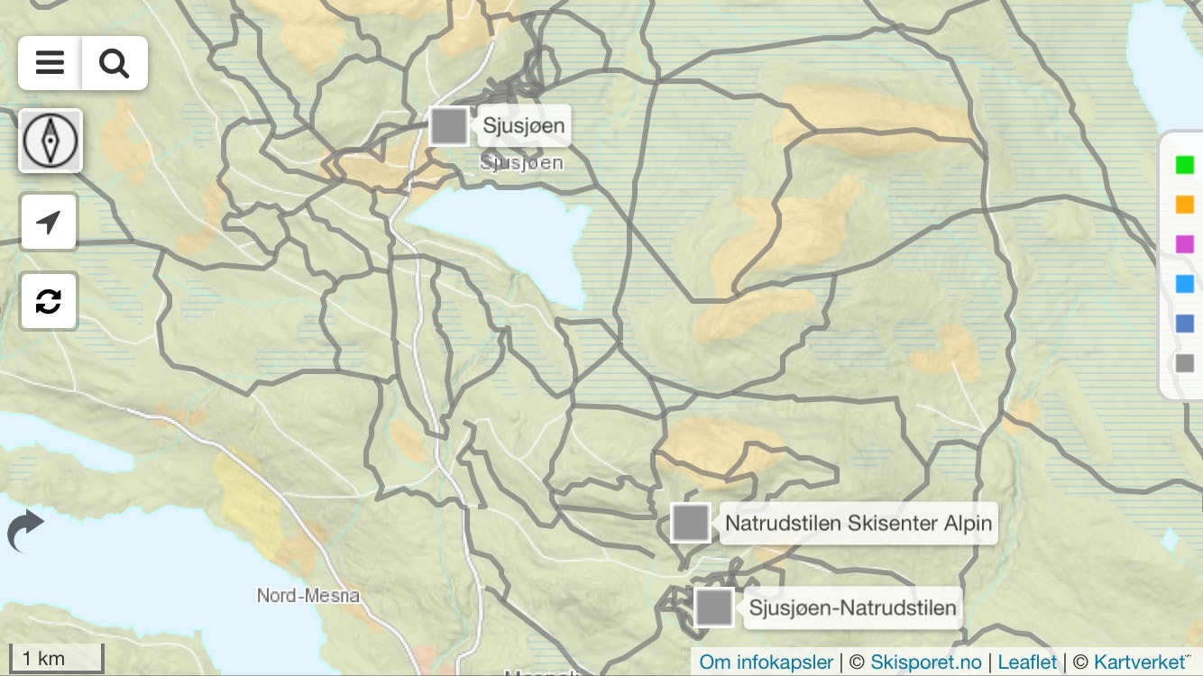 Løypekart langrenn over Natrudstilen og Sjusjøen Galleribilde