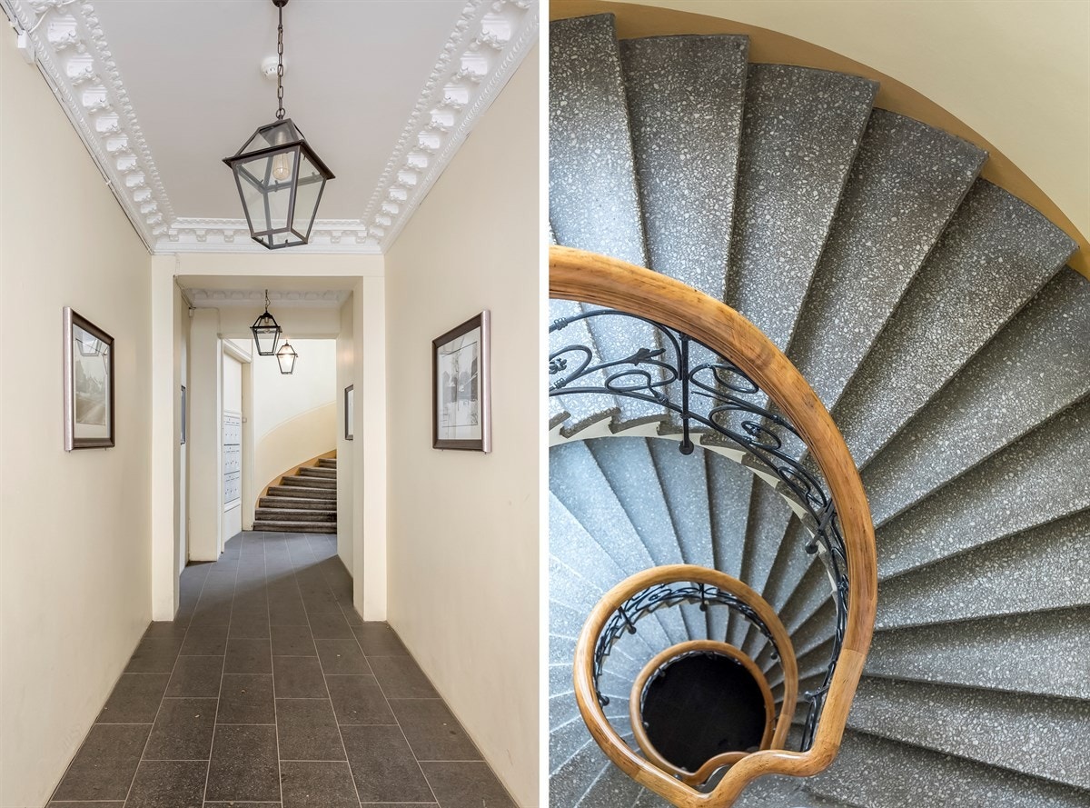 Trappegang som fører til leilighetene i 2.-4. etasje og loftet. Galleribilde