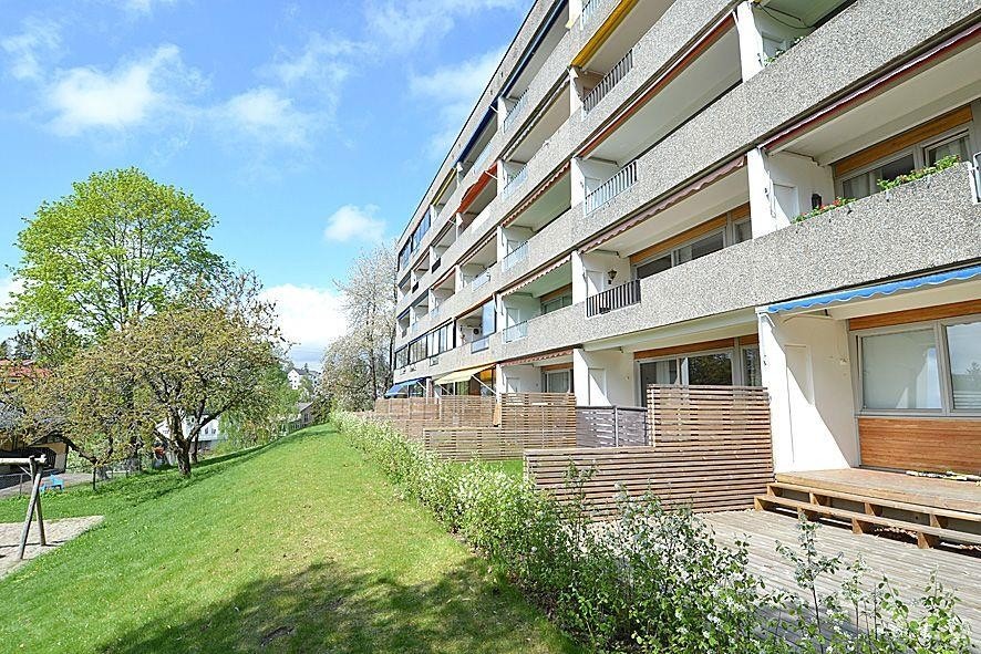 Fra gressbakken utenfor blokken Galleribilde