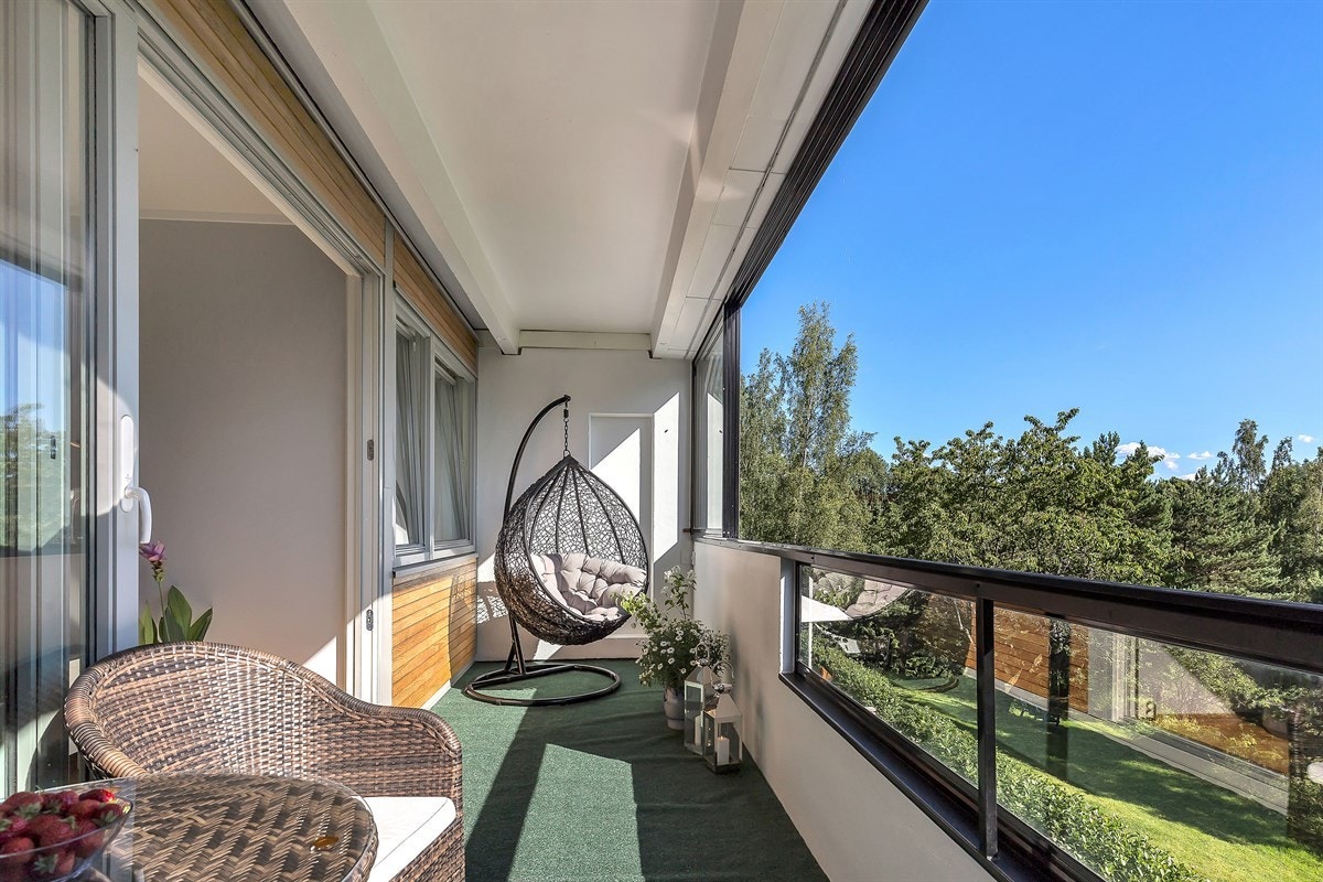 Det er lagt opp stikkontakter på balkongen. Galleribilde