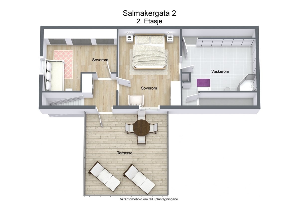 3 D plantegning 2. etasje Galleribilde