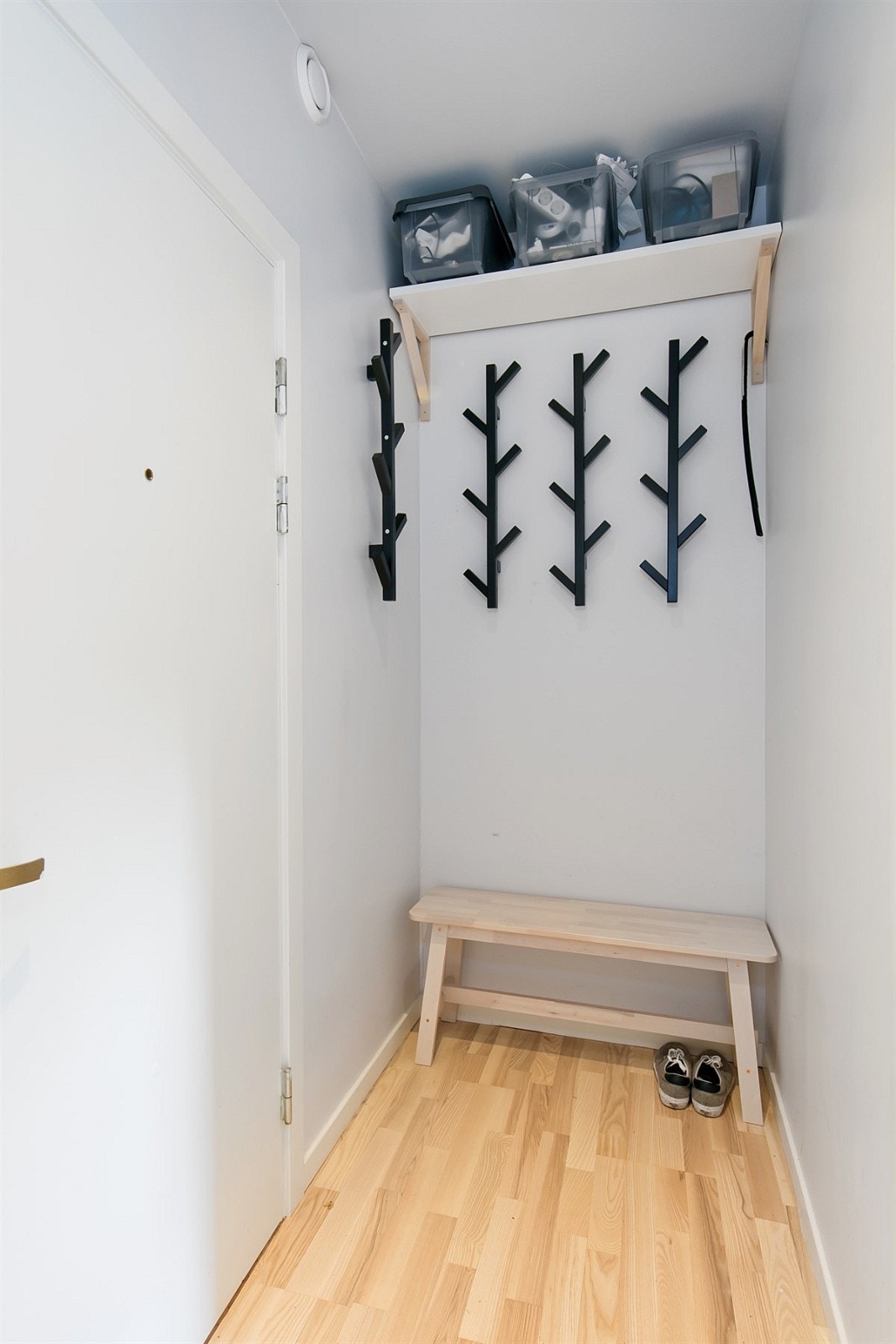 Inngangsparti med god plass til plassering av forskjellige oppbevaringsløsninger Galleribilde