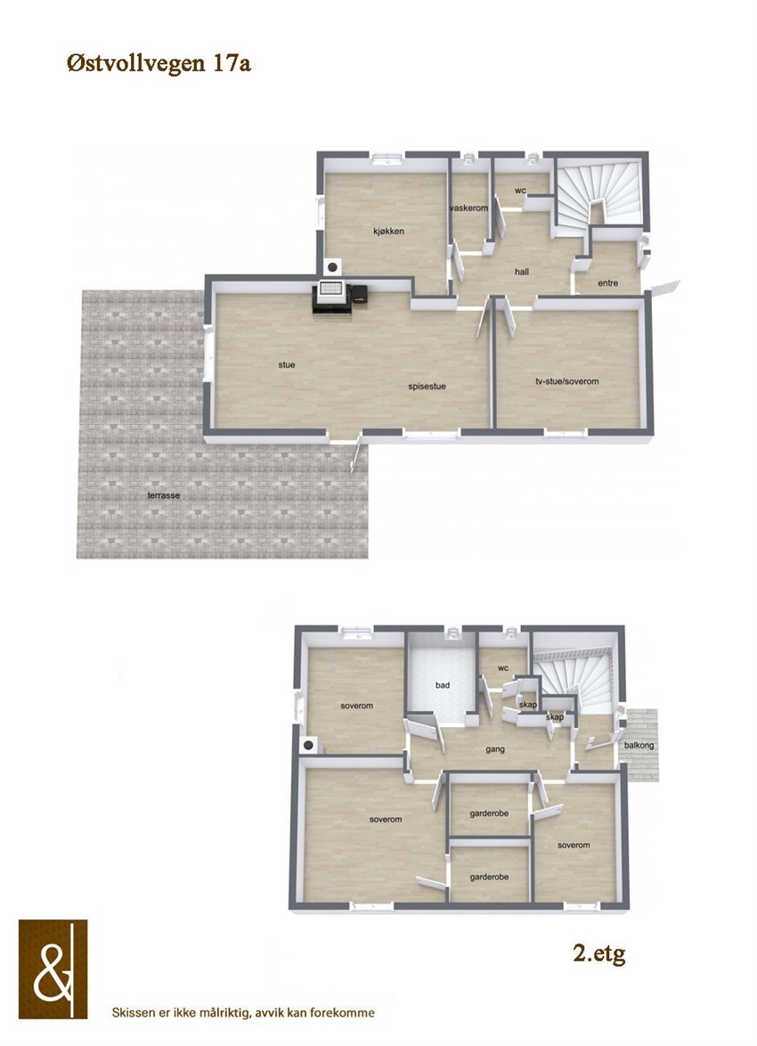 Oversikt plantegninger 1.etasje og 2.etasje. Galleribilde