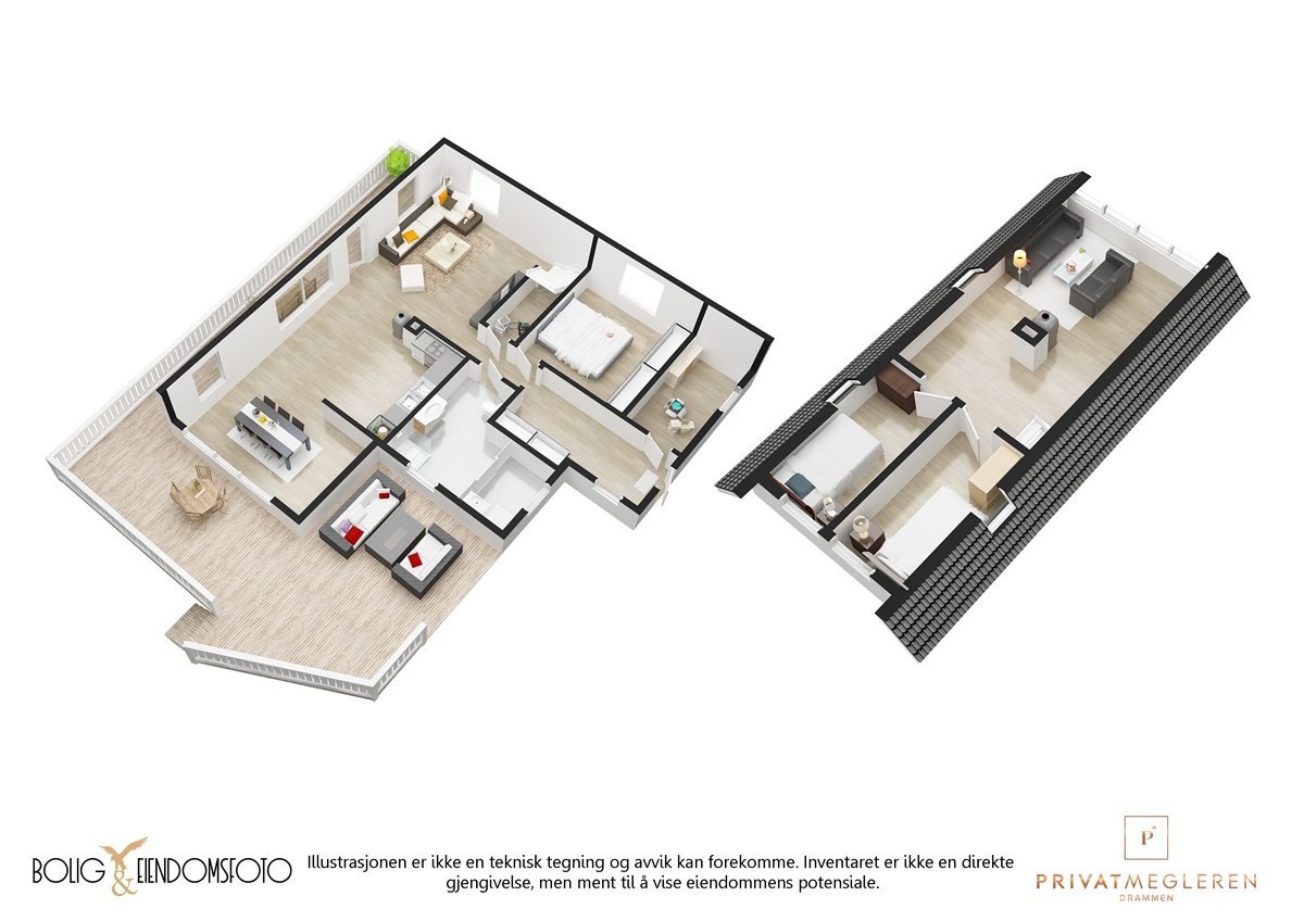 Plantegning begge etasjer. Galleribilde