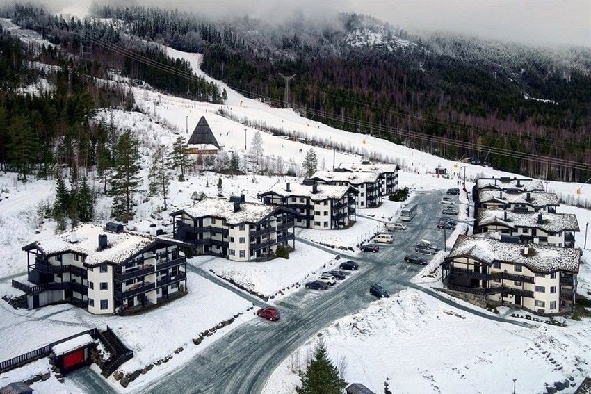 Fasade på vinterstid Galleribilde