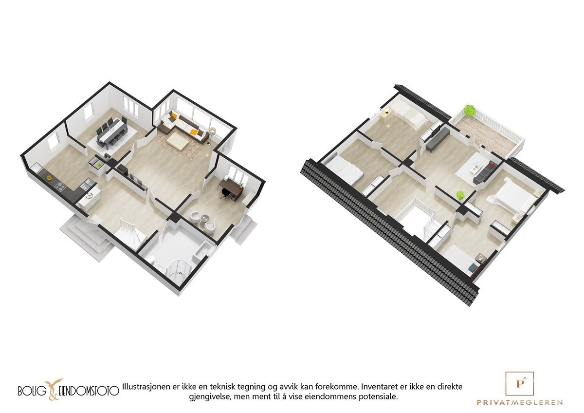 Plantegning av begge etasjer. Galleribilde