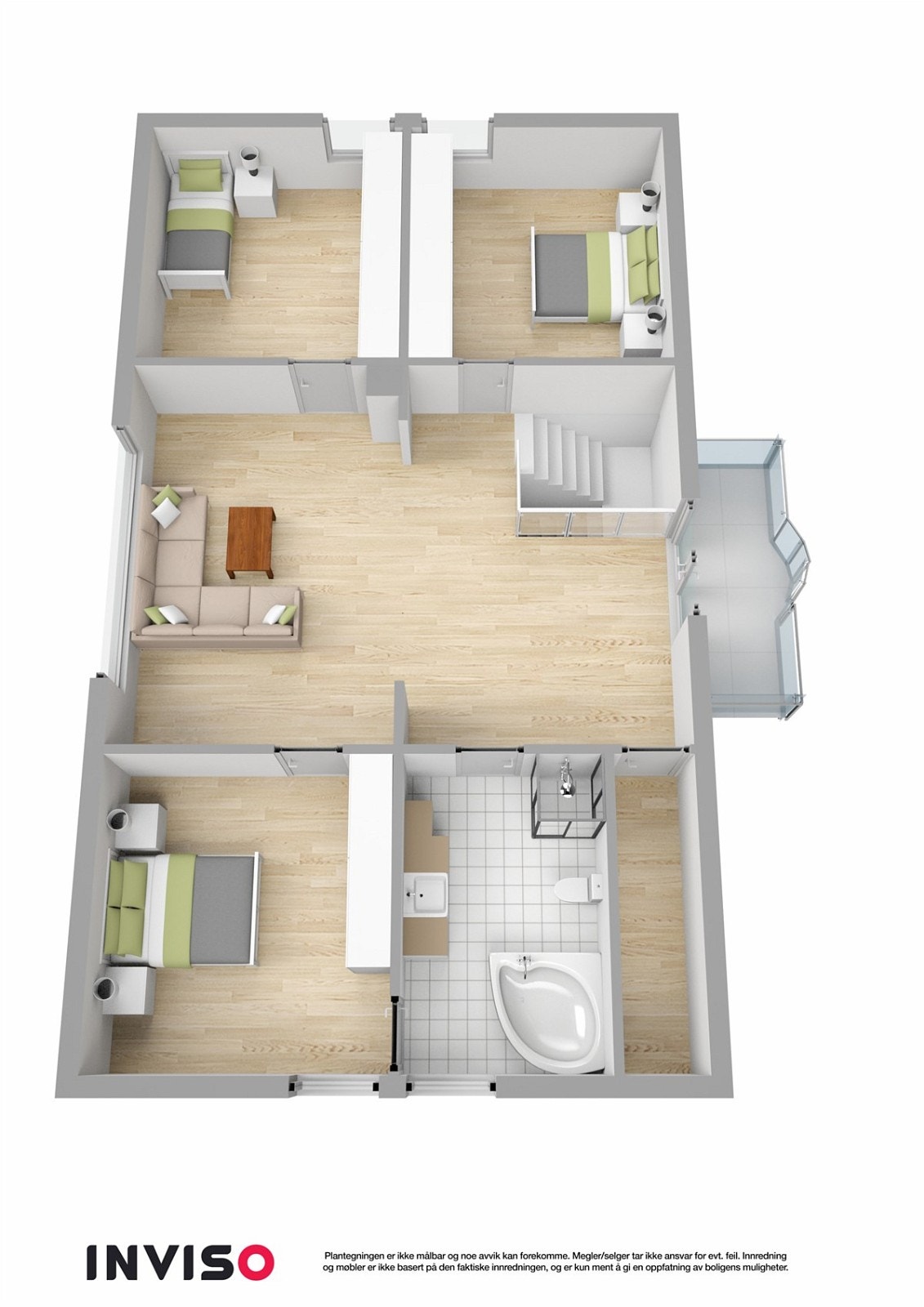 PROA Eiendomsmegling - Plantegning med møbleringsforslag - Loftsetasje. Galleribilde