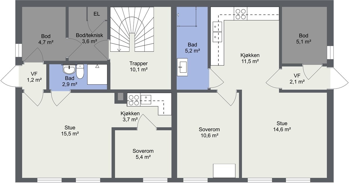 PROA Eiendomsmegling - Plantegning med areal. Galleribilde