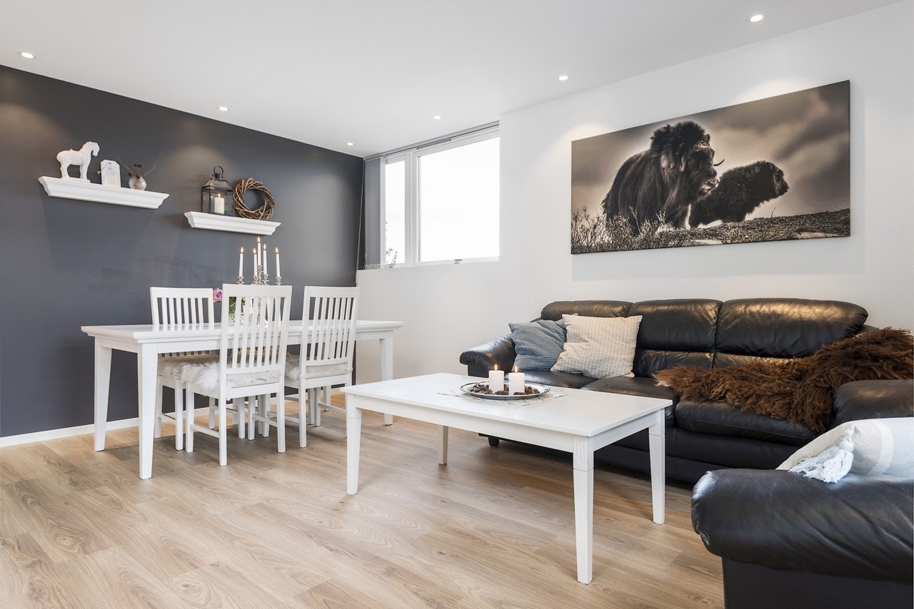 Leiligheten er i sin helhet nyoppusset i 2015, og innehar gjennomgående god standard med tidsriktige fargevalg Galleribilde