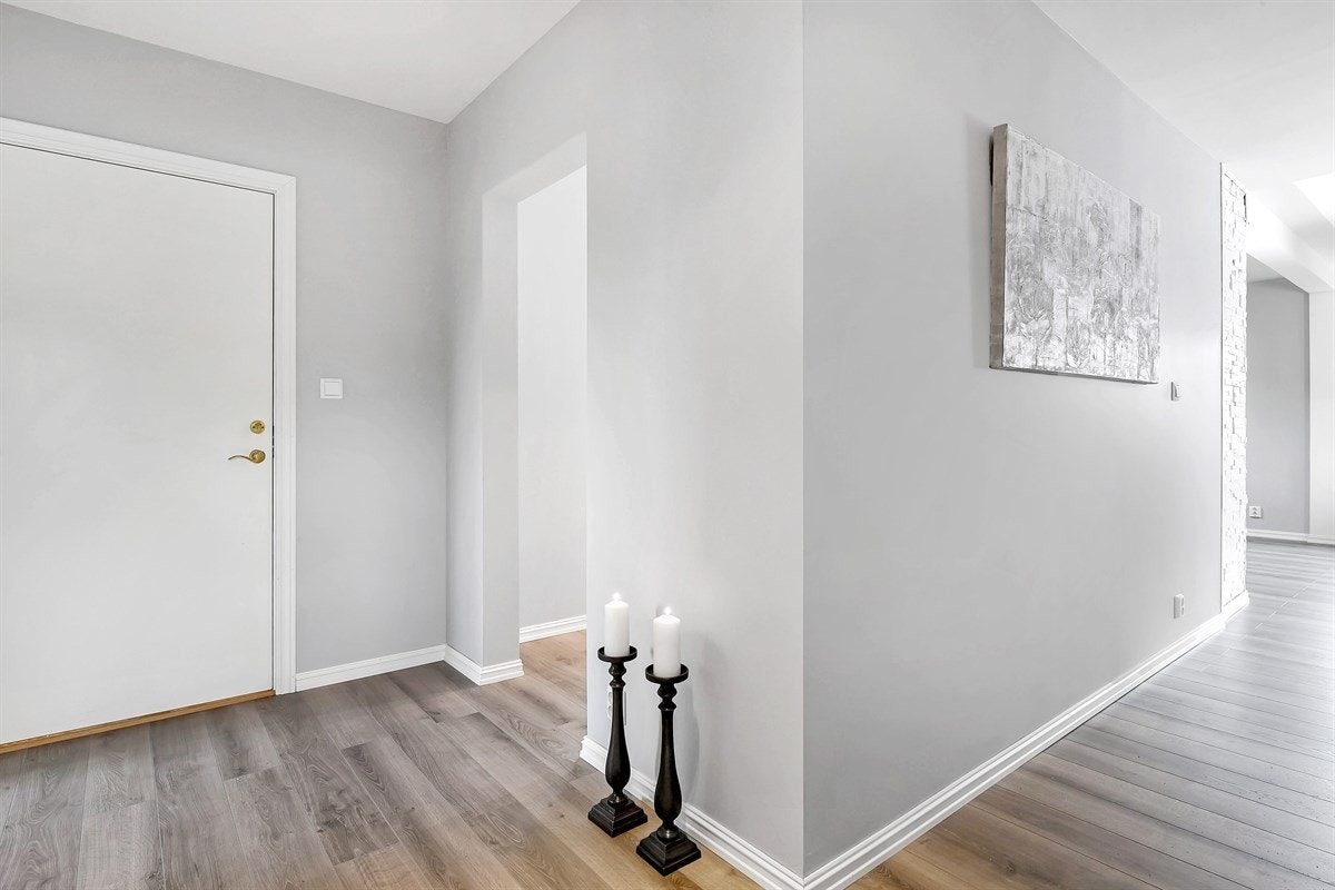 Entreen har overflater med tidsmessige farger, noe som går igjen i øvrige rom og med på å gi et helhetlig inntrykk. Galleribilde