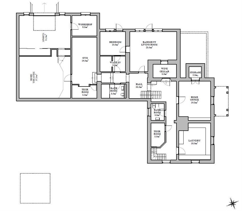 Plantegning underetasje Galleribilde