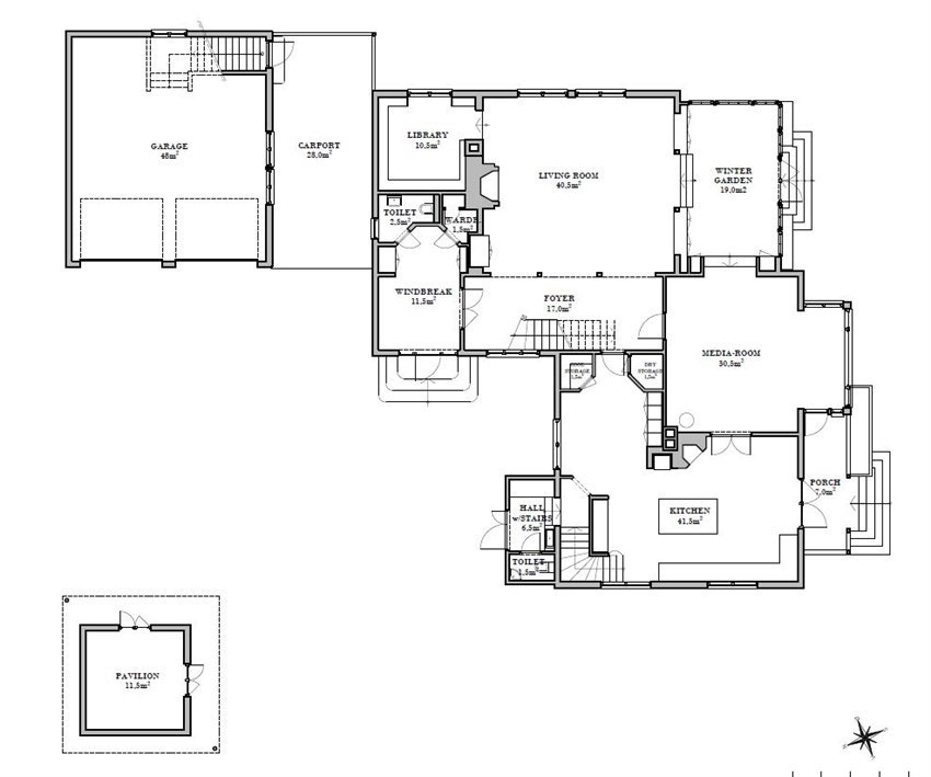 Plantegning 1. etasje Galleribilde