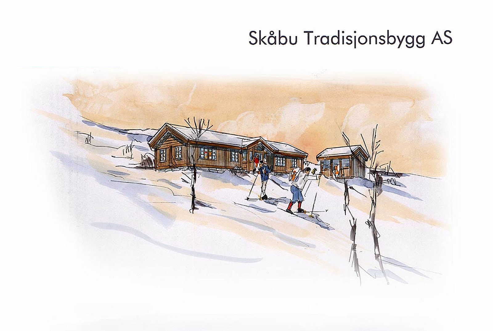 Hyttemodell Skardfjell og uthus med svalgang. Tradisjonell, norsk stil. Galleribilde