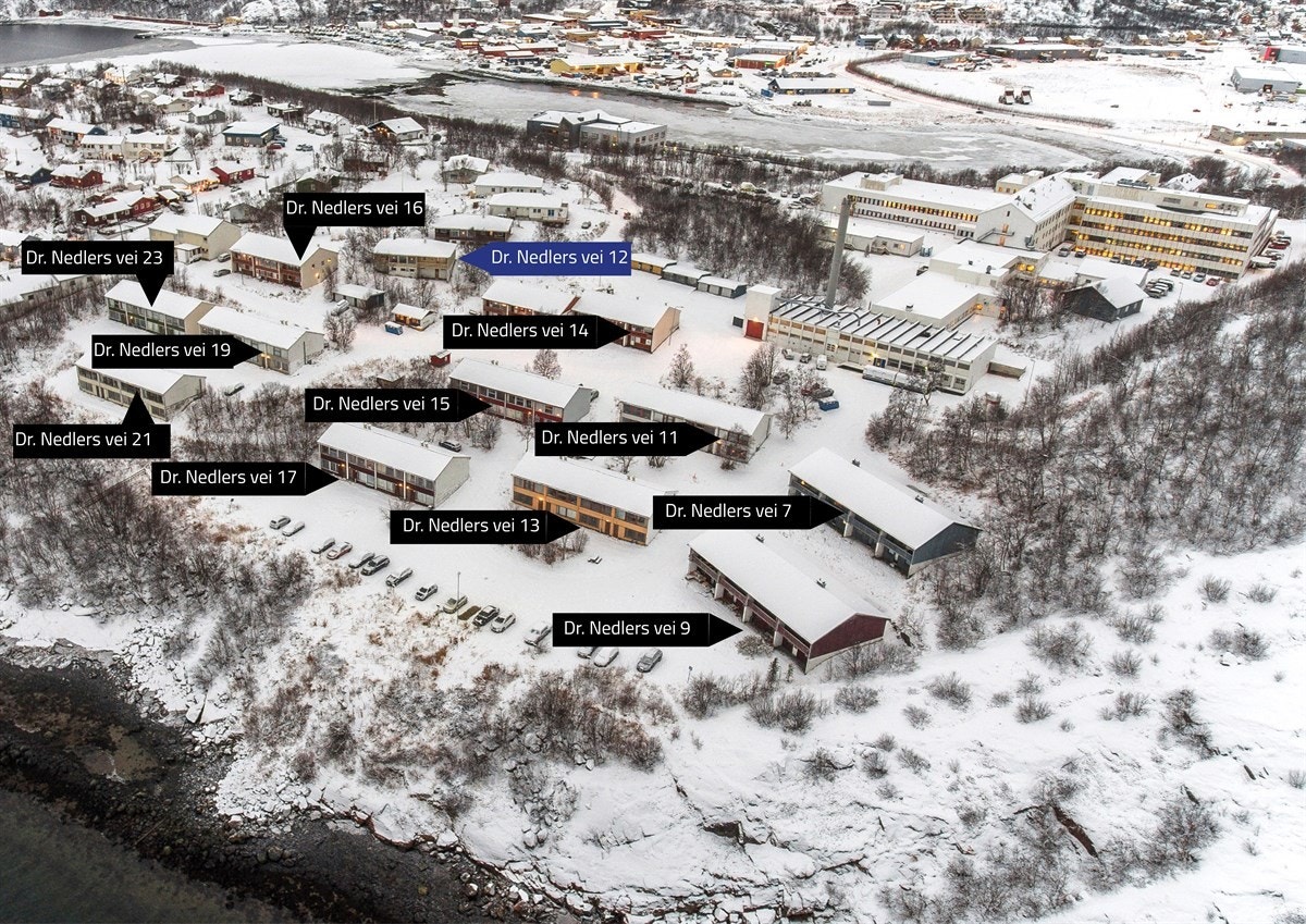 Dronefoto boliger med adressemerking Galleribilde
