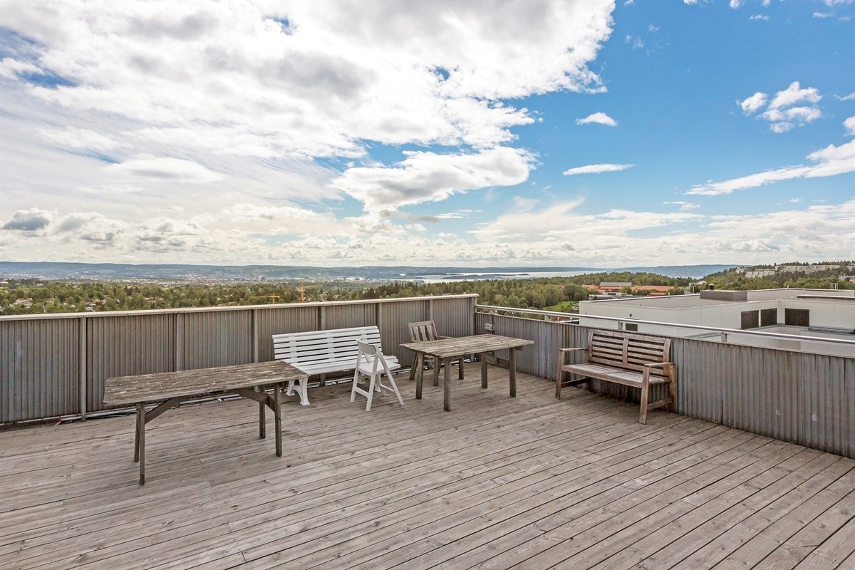 Stor felles takterrasse med fantastiske sol og utsiktsforhold Galleribilde