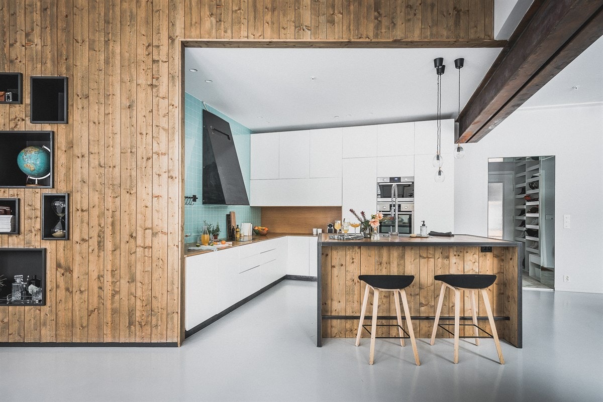 Selve kjøkkenløsningen er italiensk og arkitekttegnet nettopp for denne leiligheten. Galleribilde