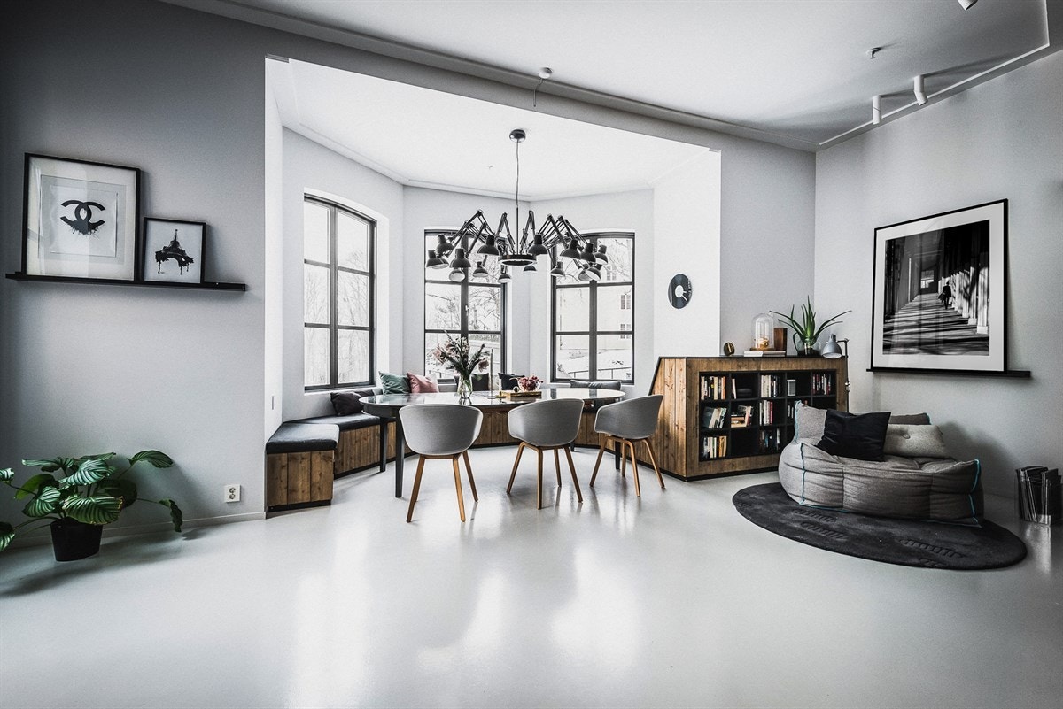 224 kvm industriell designleilighet tilbaketrukket ved Sagene. Arkitektinnredet med unike løsninger. Galleribilde