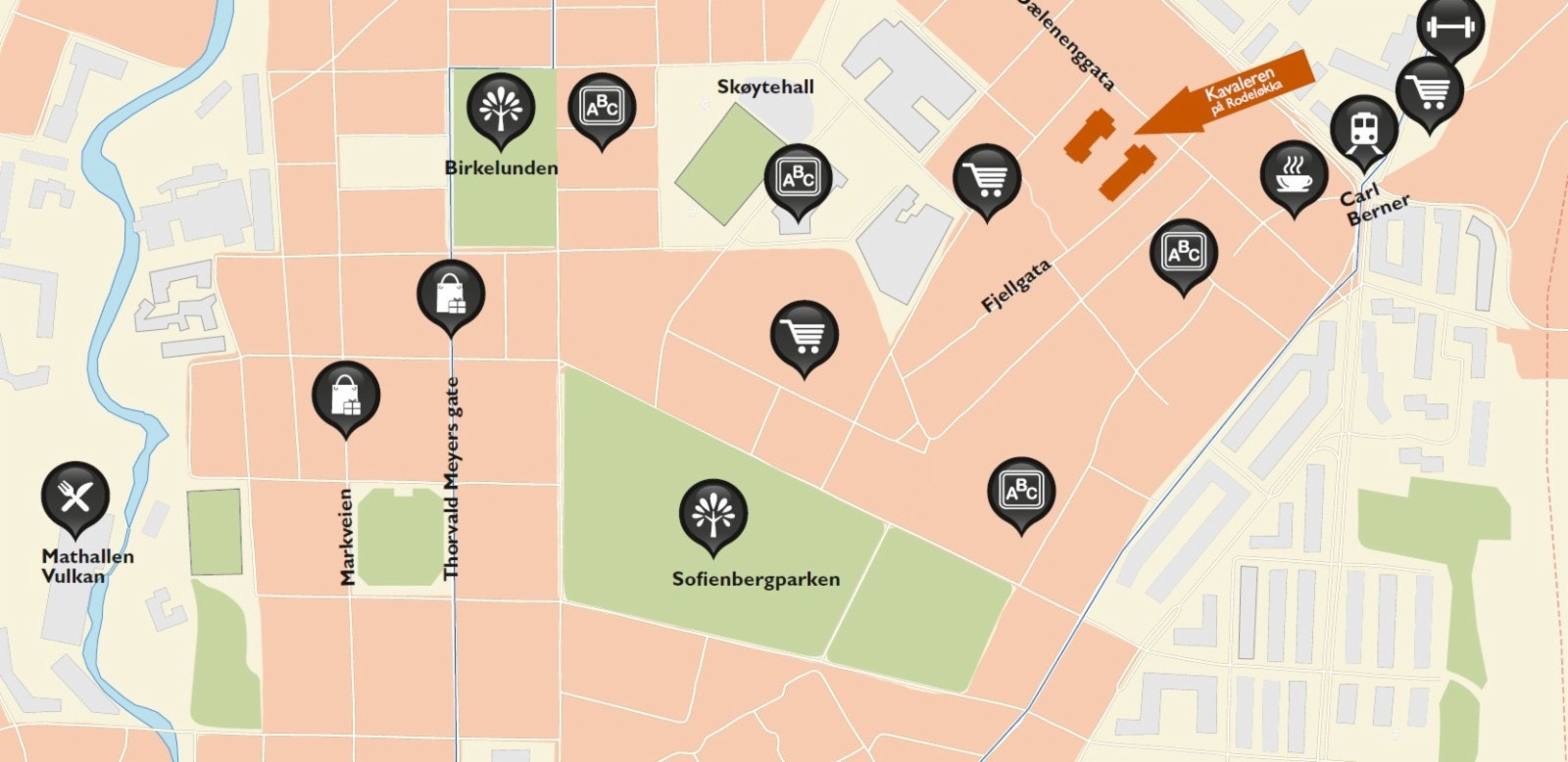 Områdekart - Kun noen minutters gangavstand til Grünerløkka Galleribilde