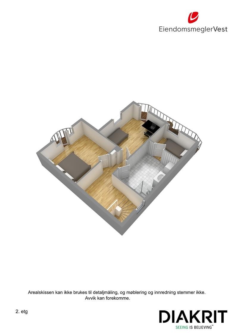 Plantegning 3D 2. etasje Galleribilde