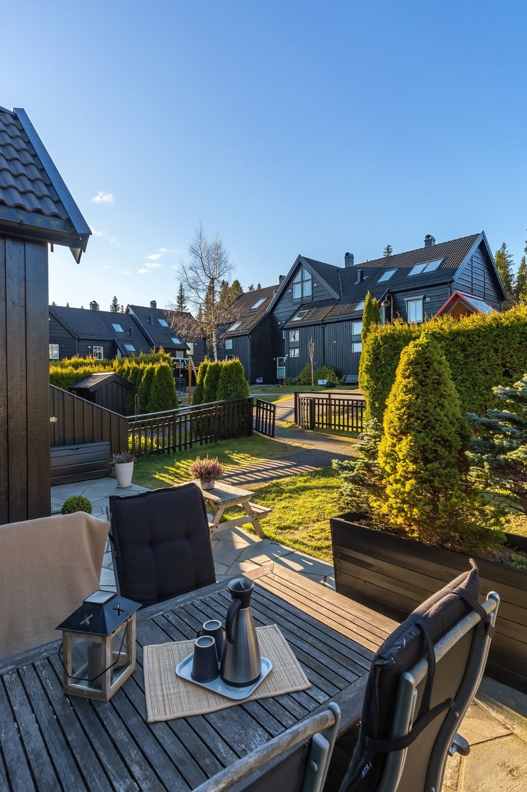 Her griller vi og spiser middag på sommeren. Galleribilde