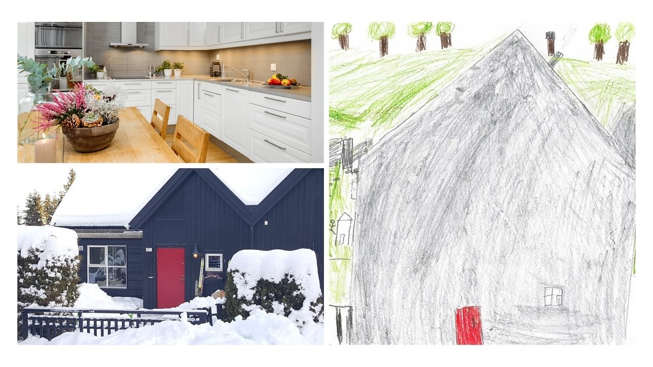 Dette er huset vårt. Her bor oss tre som er barn og mamma og pappa. Galleribilde