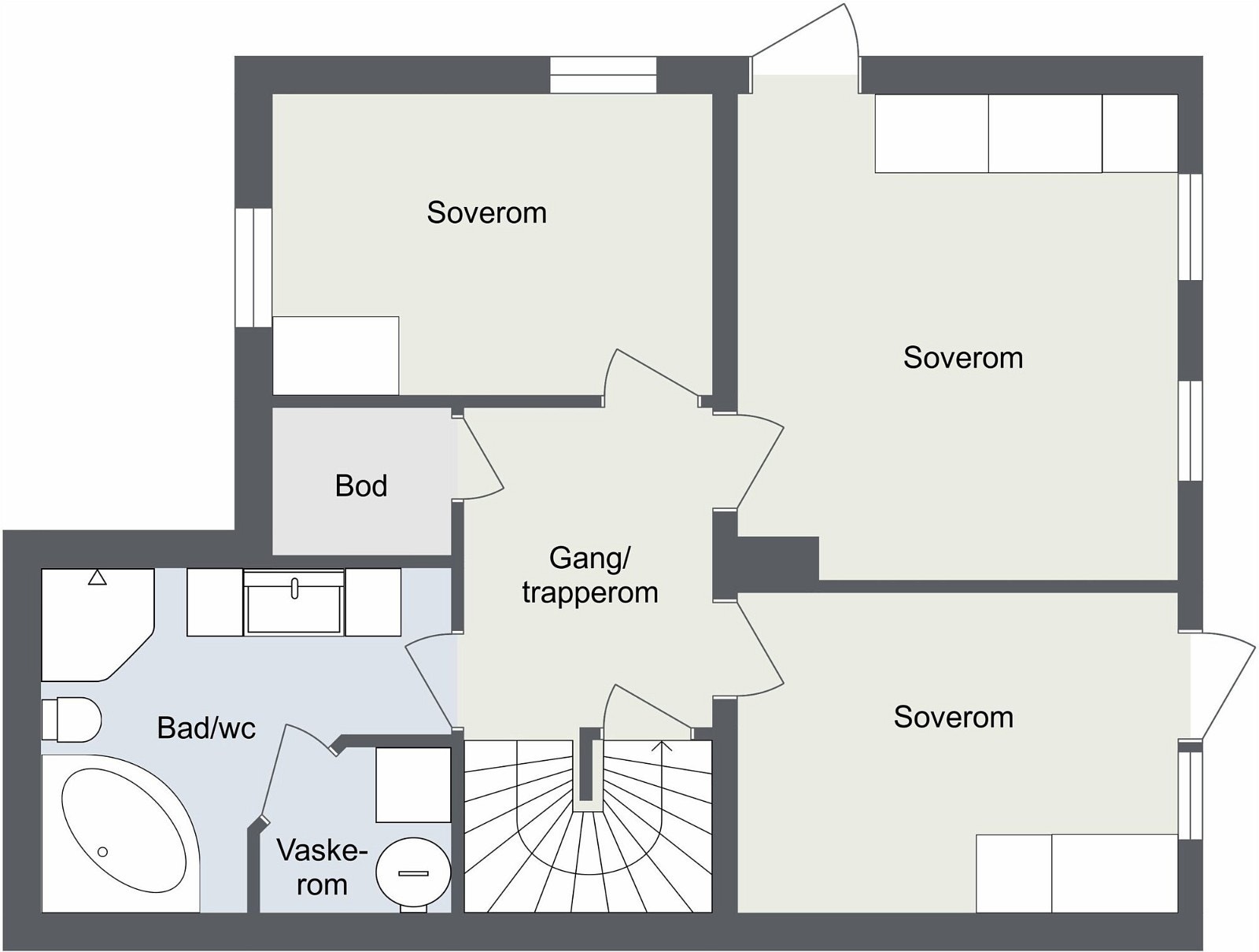 Plantegning underetasjen. (Utvendig bod er uteglemt på tegningen) Galleribilde