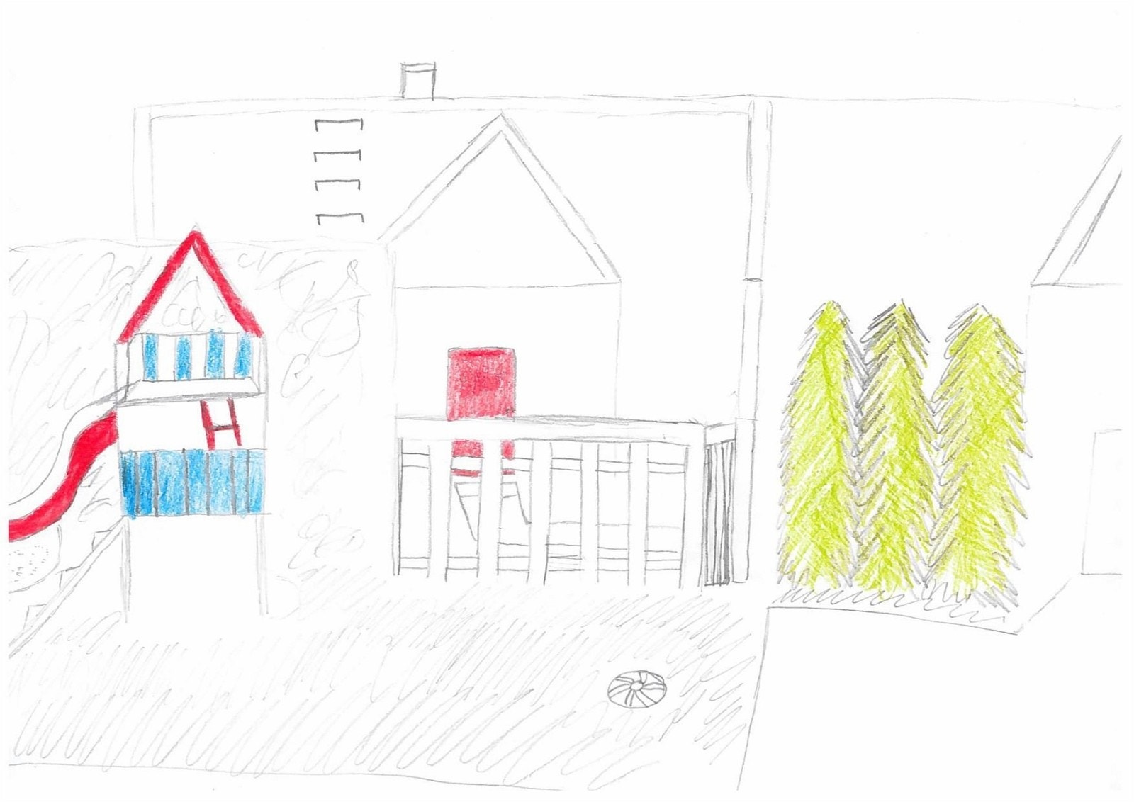 Dette er også en tegning av huset vart som Signe har tegnet. Hun er veldig flink til å tegne. Galleribilde