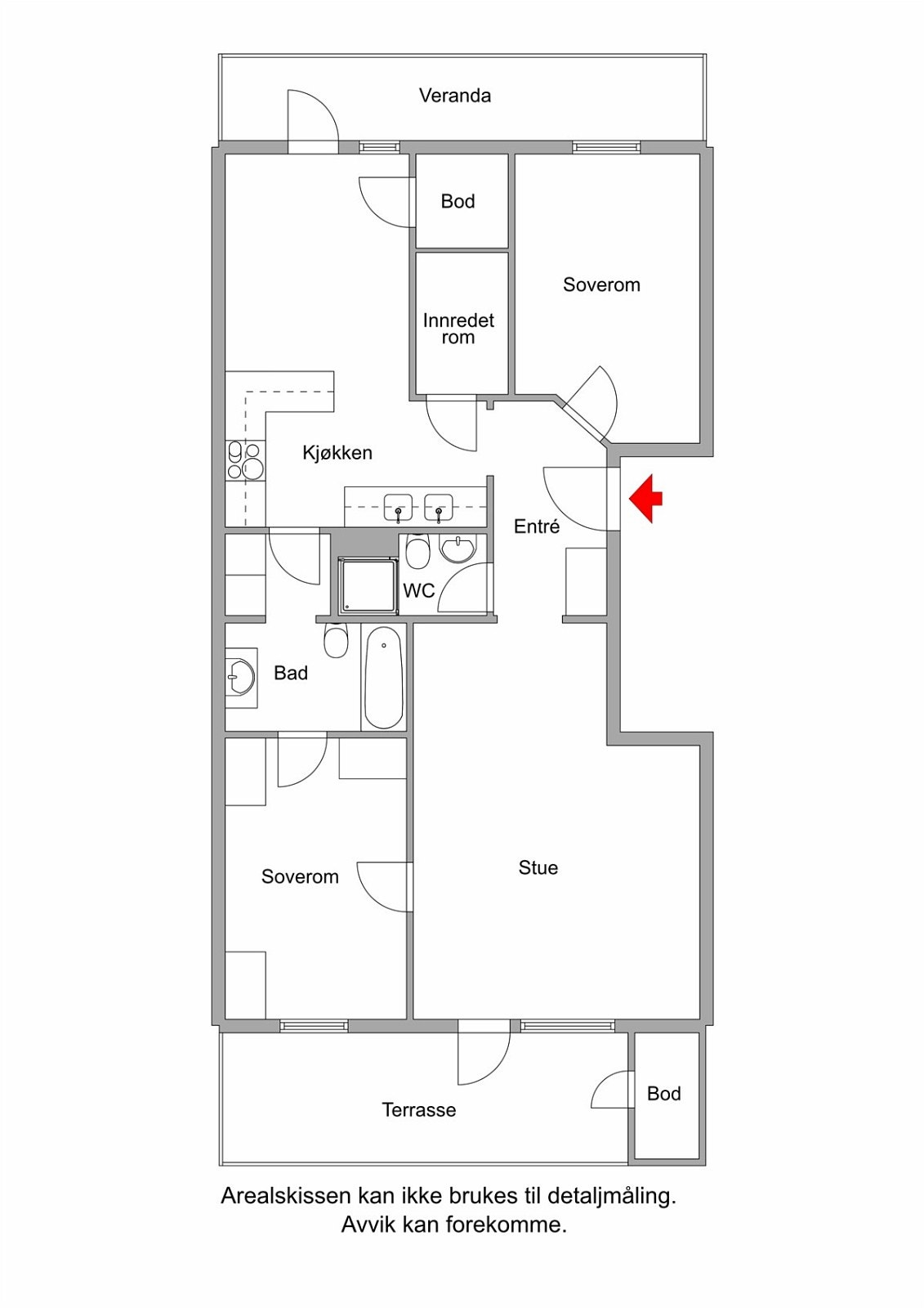 Her får du god størrelse på alle rom og en praktisk planløsning som kan passe for de fleste Galleribilde