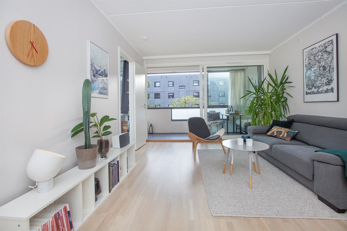 Det slippes godt med lys inn gjennom store vindusflater Galleribilde