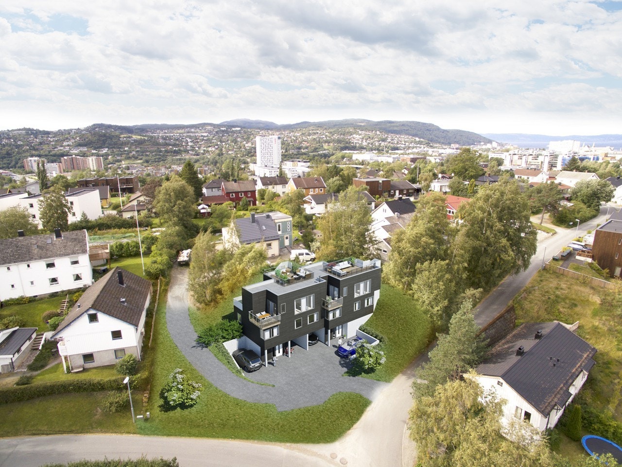 Boligene vil få en attraktiv og barnevennlig beliggenhet i Kringsjåvegen på Nidarvoll Galleribilde