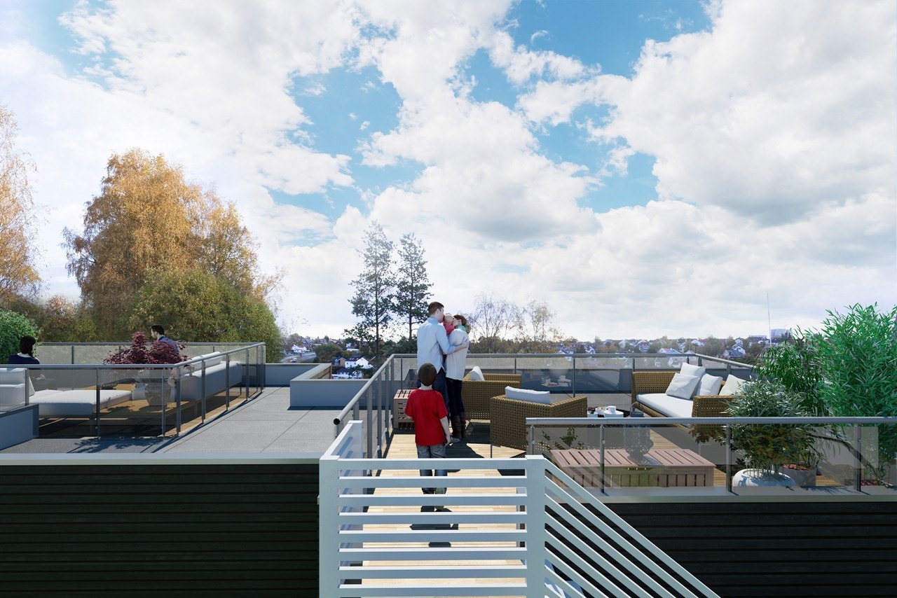 Fra takterrassen vil du ha godt utsyn og herlige solforhold store deler av dagen! Galleribilde