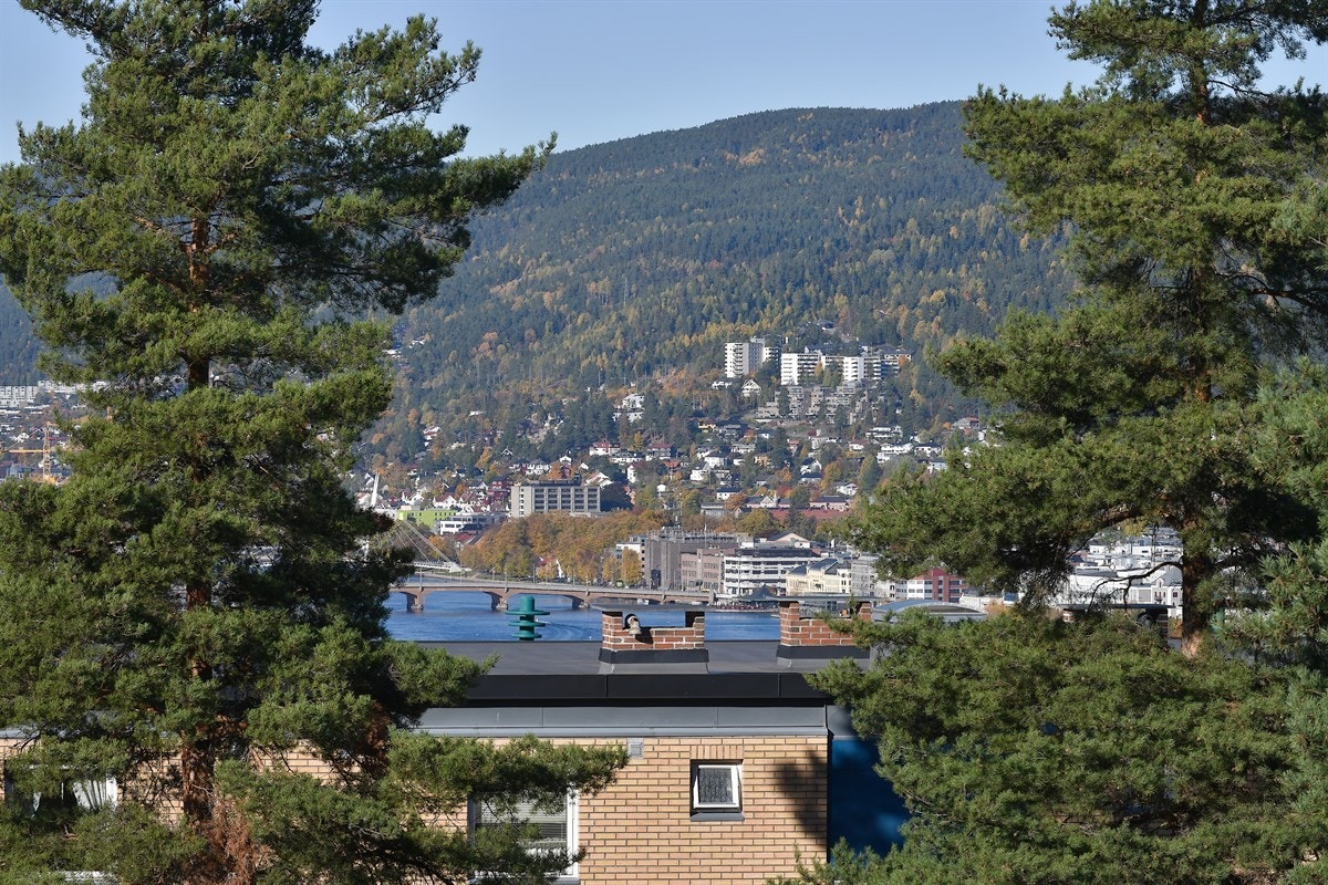 Vindusflatene mot nord byr på fin utsikt i retning Drammen. Galleribilde