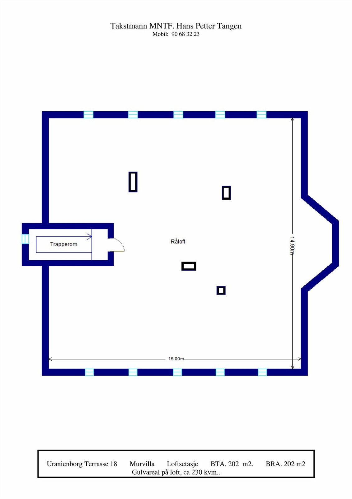 Plantegning Loftsetasje - Uranienborg Terrasse 18 Galleribilde