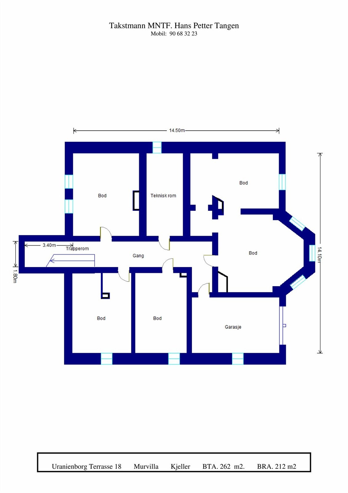 Plantegning Kjeller - Uranienborg Terrasse 18 Galleribilde