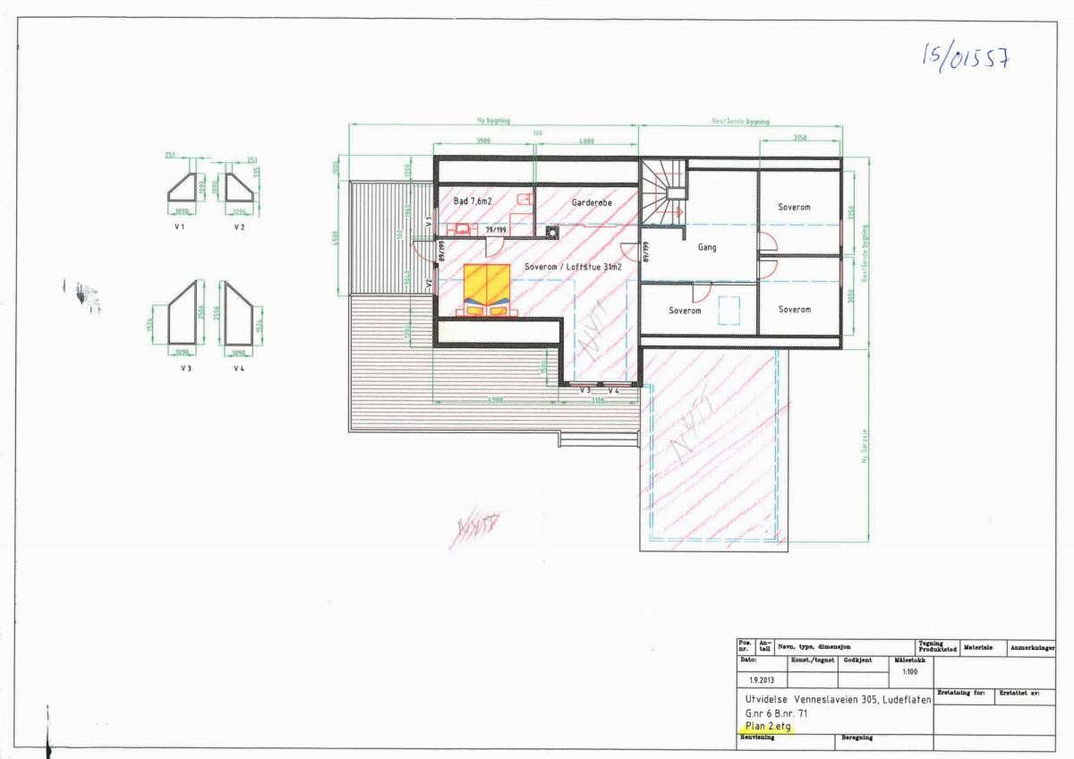 Tidligere godkjente teginger for utvidelse 2.Etasje Galleribilde