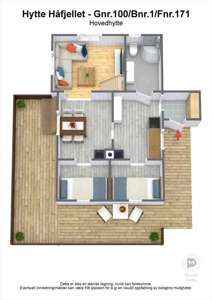 _Hytte Håfjellet - Gnr100_Bnr1_Fnr171 - Hovedhytte - 3D Galleribilde