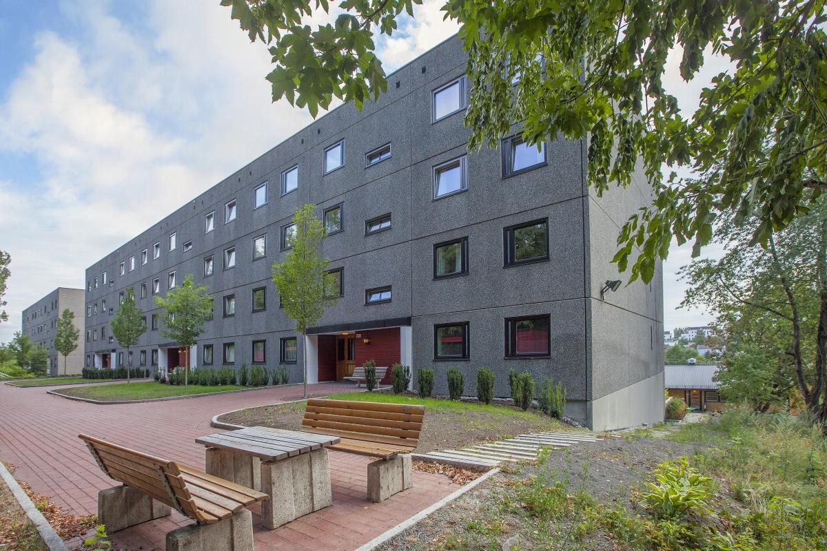 Borettslagets fellesområde er også bilfritt, med oppvarmede gangveier som gjør at det er isfritt om vinteren. Galleribilde