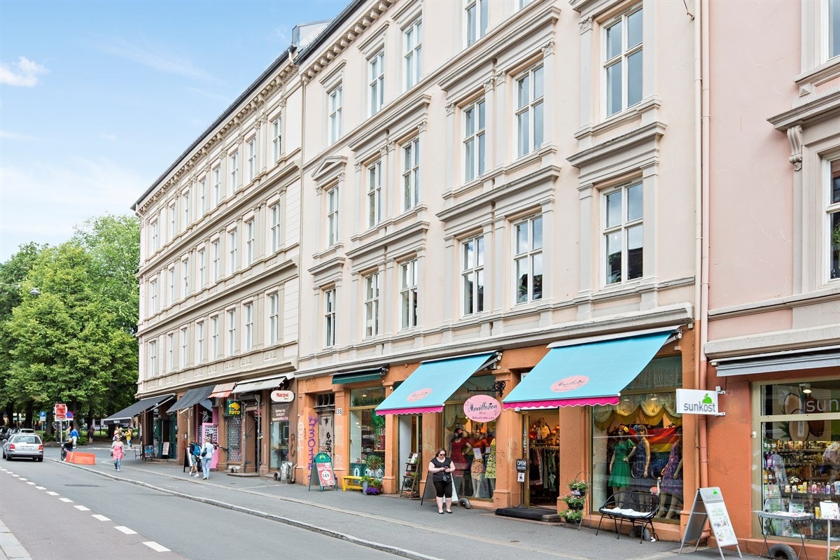 Markveien og Olaf Ryes Plass har et rikelig utvalg av hyggelig kafeer, serveringssteder og restauranter. Galleribilde
