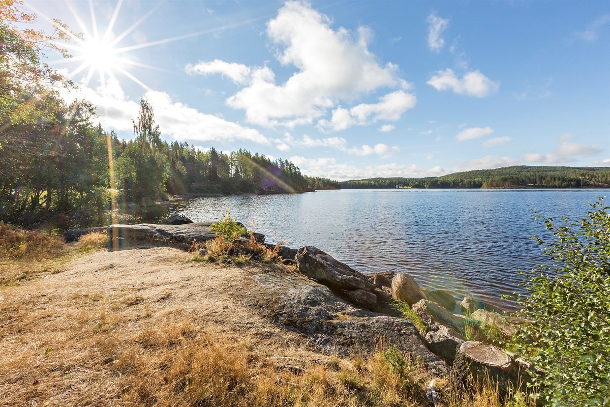 Deilige badeplasser og fiskemuligheter ved Mjermen, eller hva med å legge ut på med båt? Galleribilde