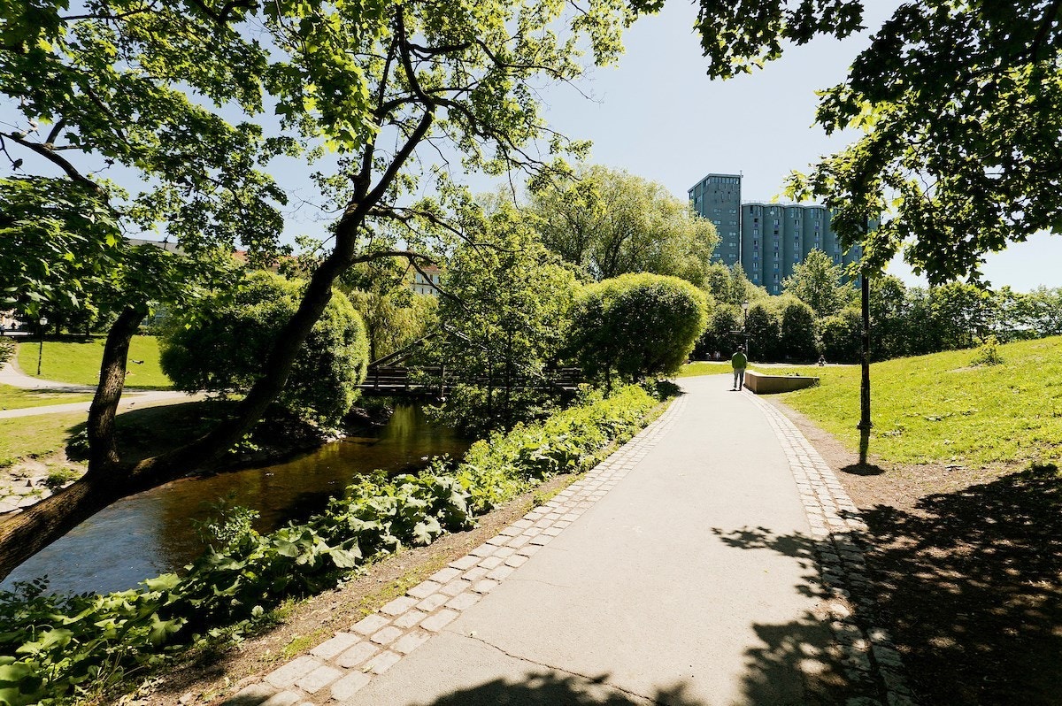 Flotte tur- og rekreasjonsmuligheter langs Akerselva, her ved Kuba Parken Galleribilde