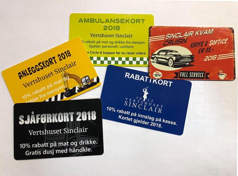 Vi har mange forskjellige rabattkort på Sinclair. Dette gir lojale gjester. Galleribilde