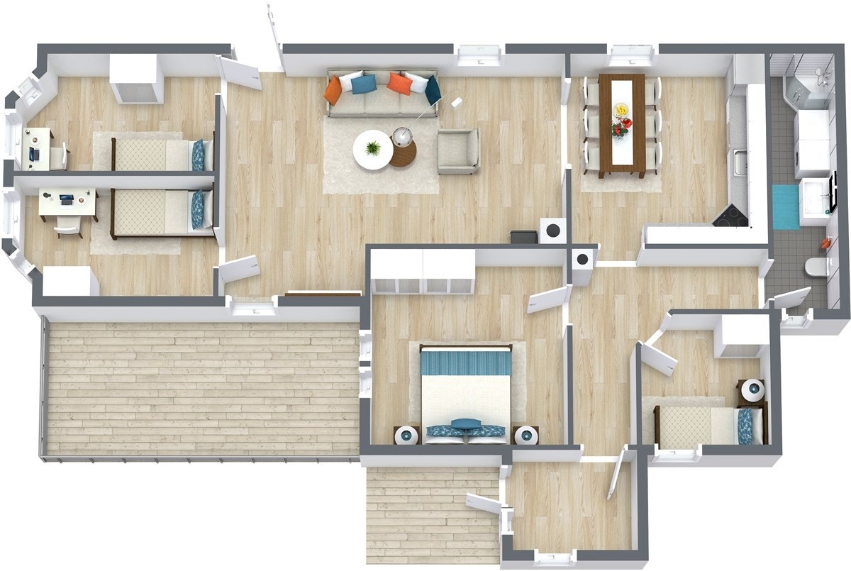 Planskisse 1.etg. 3D Galleribilde