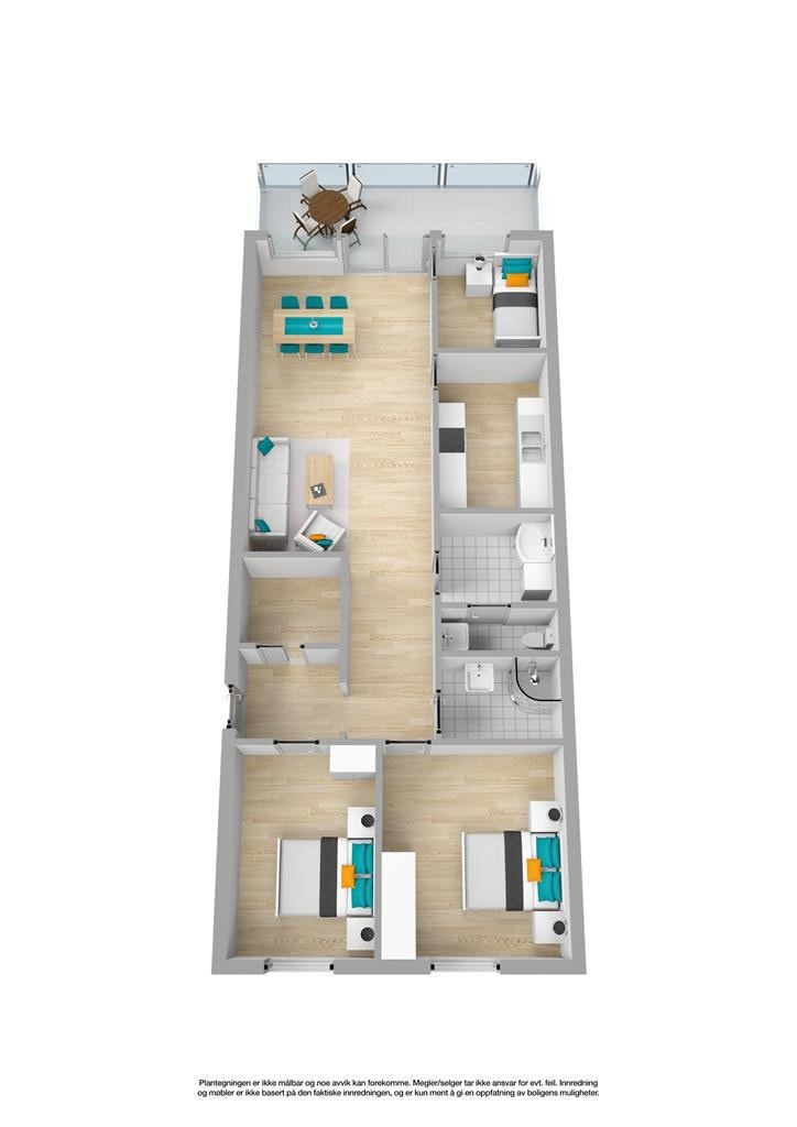 Alternativ planløsning med mulighet for å bygge et soverom til. Galleribilde