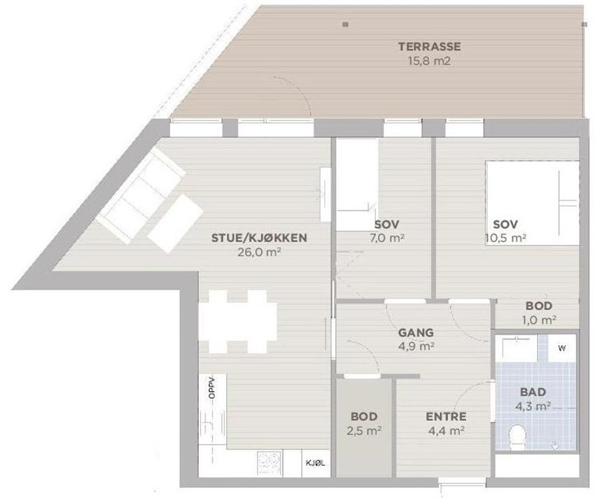 Plantegning leilighet 202