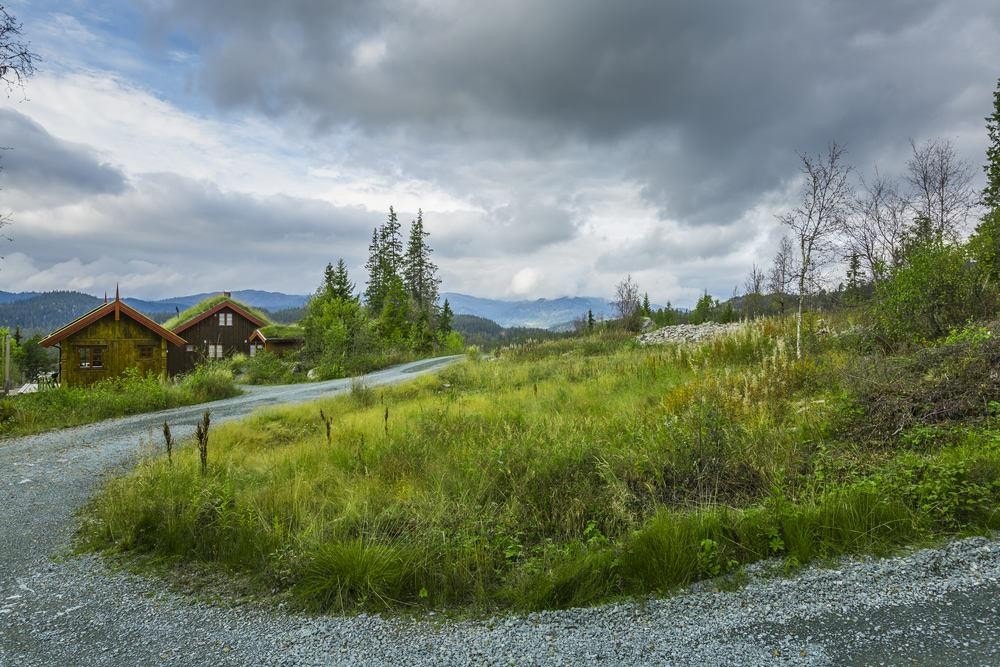 Tomtene og hyttene ligger fint i terrenget Galleribilde