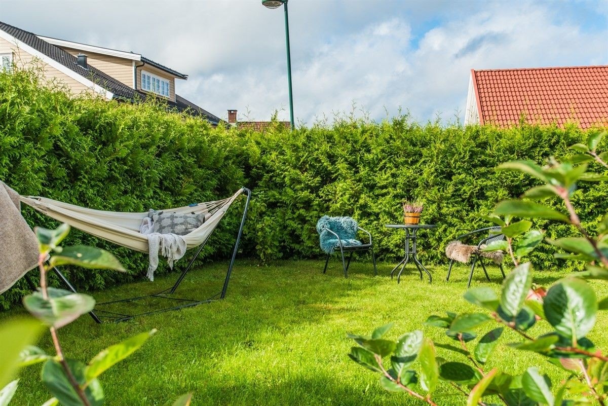 Fin og stor hekk, med skjult hage og mye sol. Gresset er ikke vedlikeholdt av tidligere leietaker, så jeg ønsker at nytt gress blir sådd og at hagen blir fulgt opp som om det var din egen. Galleribilde