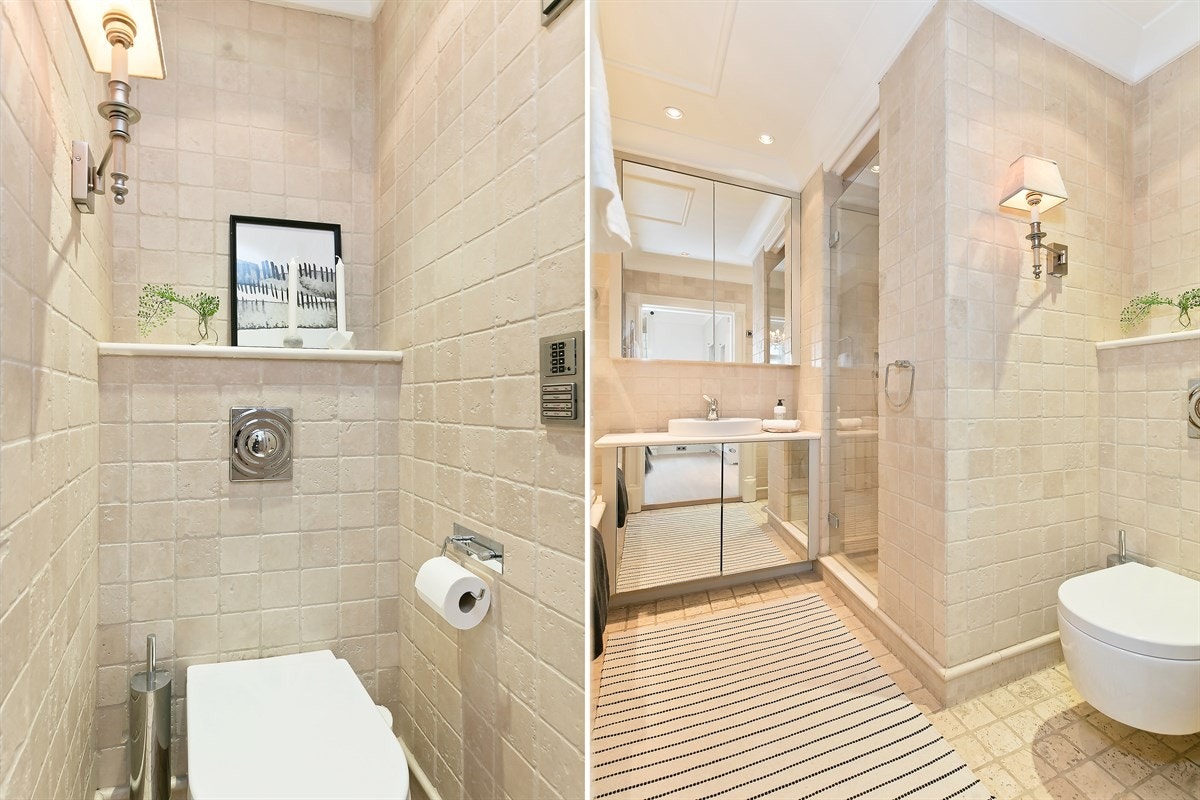 Dusjnisje, speil, elektrisk håndkletørker Galleribilde