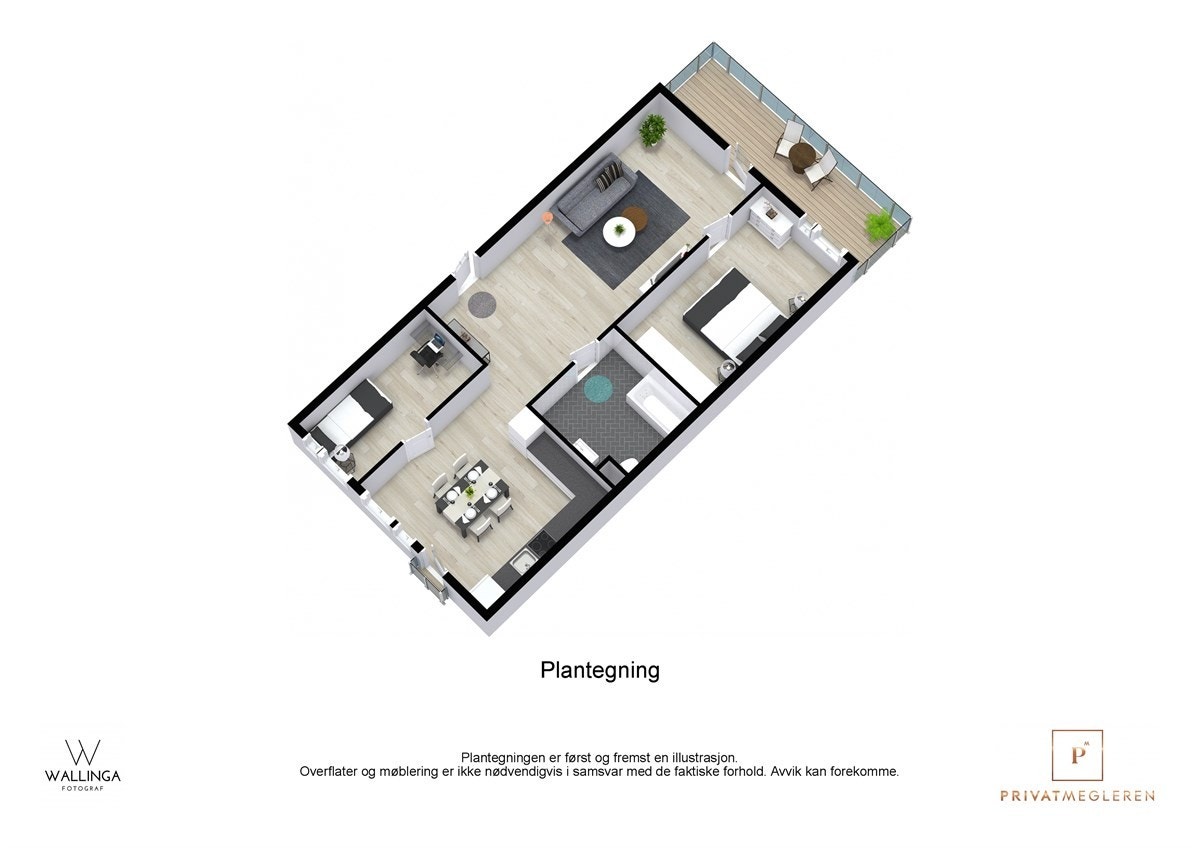 3D plantegning 1.Etasje. Galleribilde